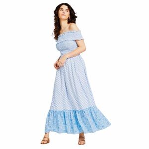 AND NOW THIS New Off the shoulder, texture with a smocked bodice Maxi Dress.